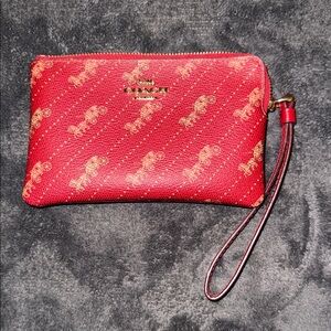 Coach Red and Gold Wristlet Clutch